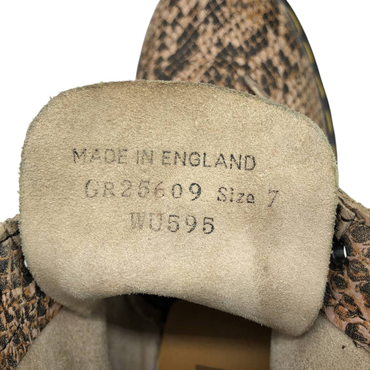 Dr. Martens Snake Print Python Pattern 8-Eye Boots, Made in England, Size 7 Men's 26.0cm genuine leather Beige type Vintage Second Hand