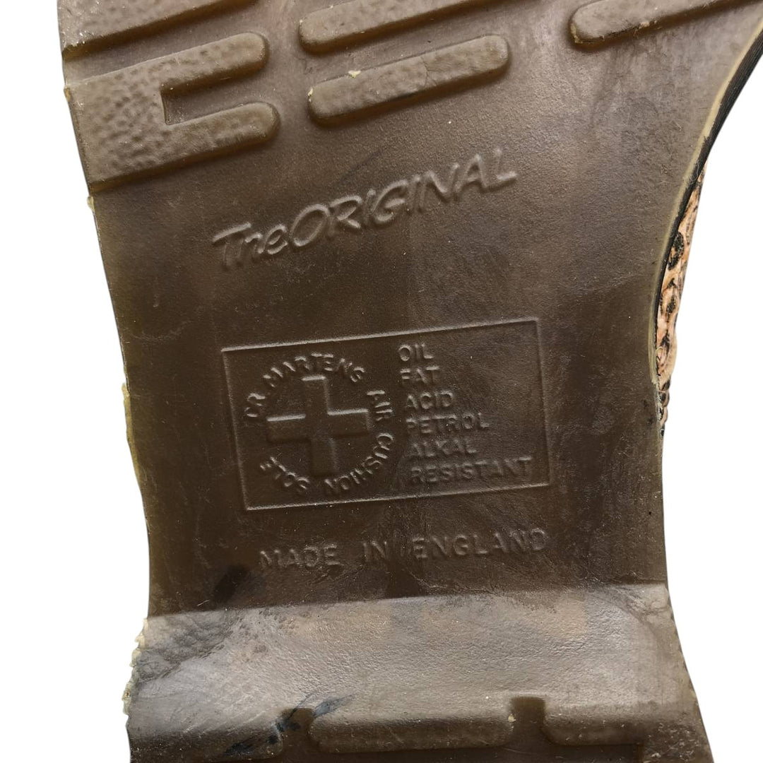 Dr. Martens Snake Print Python Pattern 8-Eye Boots, Made in England, Size 7 Men's 26.0cm genuine leather Beige type Vintage Second Hand