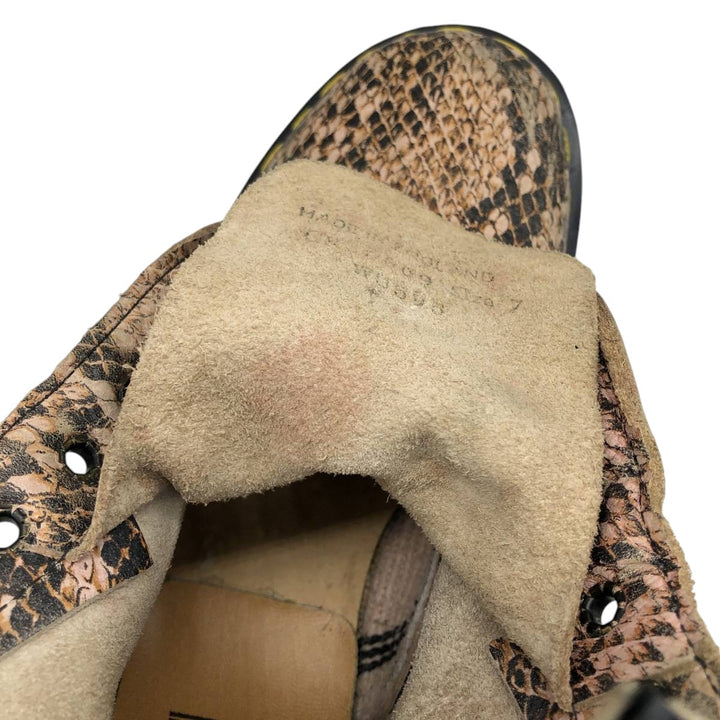 Dr. Martens Snake Print Python Pattern 8-Eye Boots, Made in England, Size 7 Men's 26.0cm genuine leather Beige type Vintage Second Hand