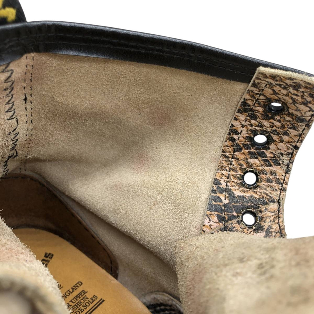 Dr. Martens Snake Print Python Pattern 8-Eye Boots, Made in England, Size 7 Men's 26.0cm genuine leather Beige type Vintage Second Hand