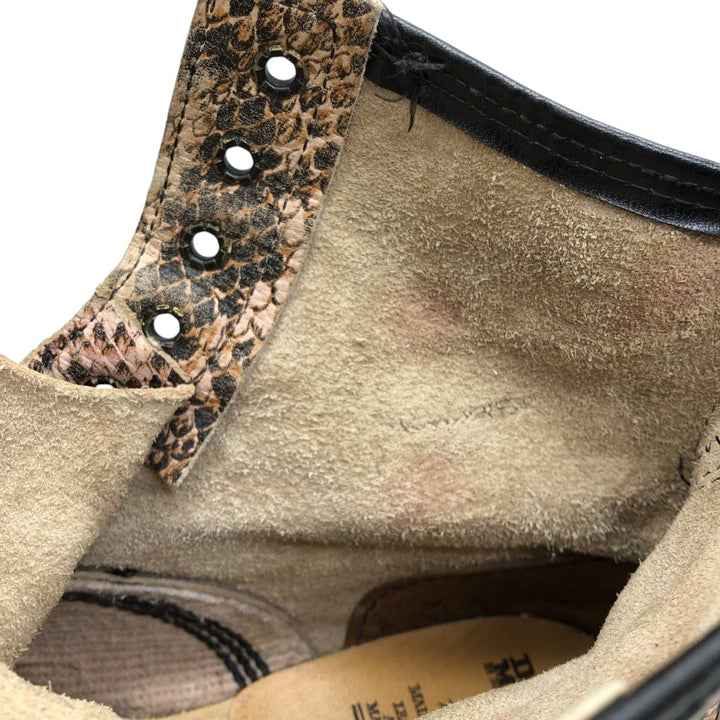 Dr. Martens Snake Print Python Pattern 8-Eye Boots, Made in England, Size 7 Men's 26.0cm genuine leather Beige type Vintage Second Hand