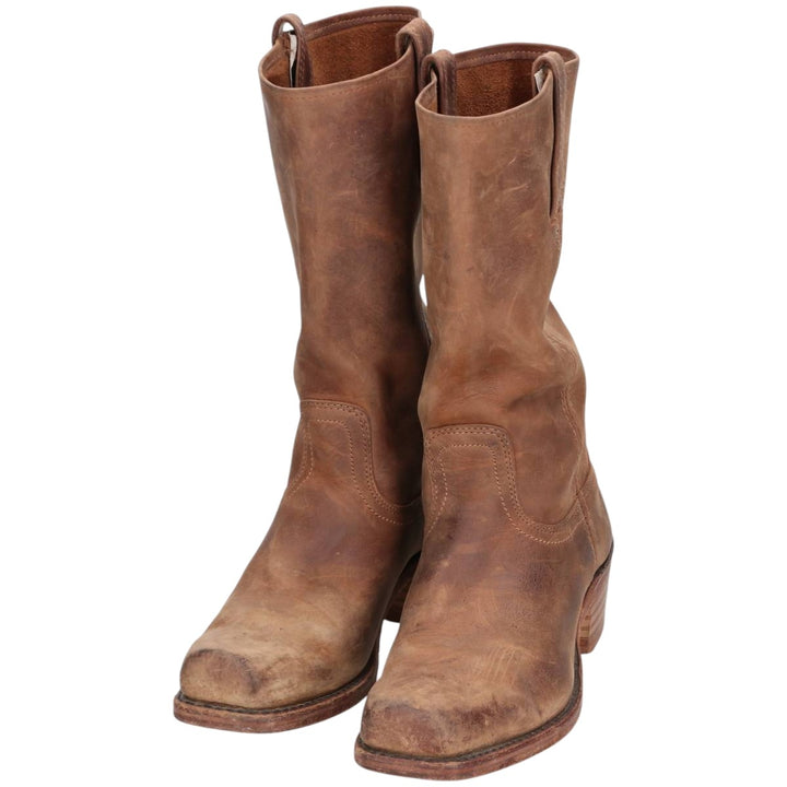 FRYE Square Toe Roper Boots, 8 1/2M, Men's, 10.4" (equivalent) /saa014431 Men's 26.5cm genuine leather brown type Vintage Second Hand