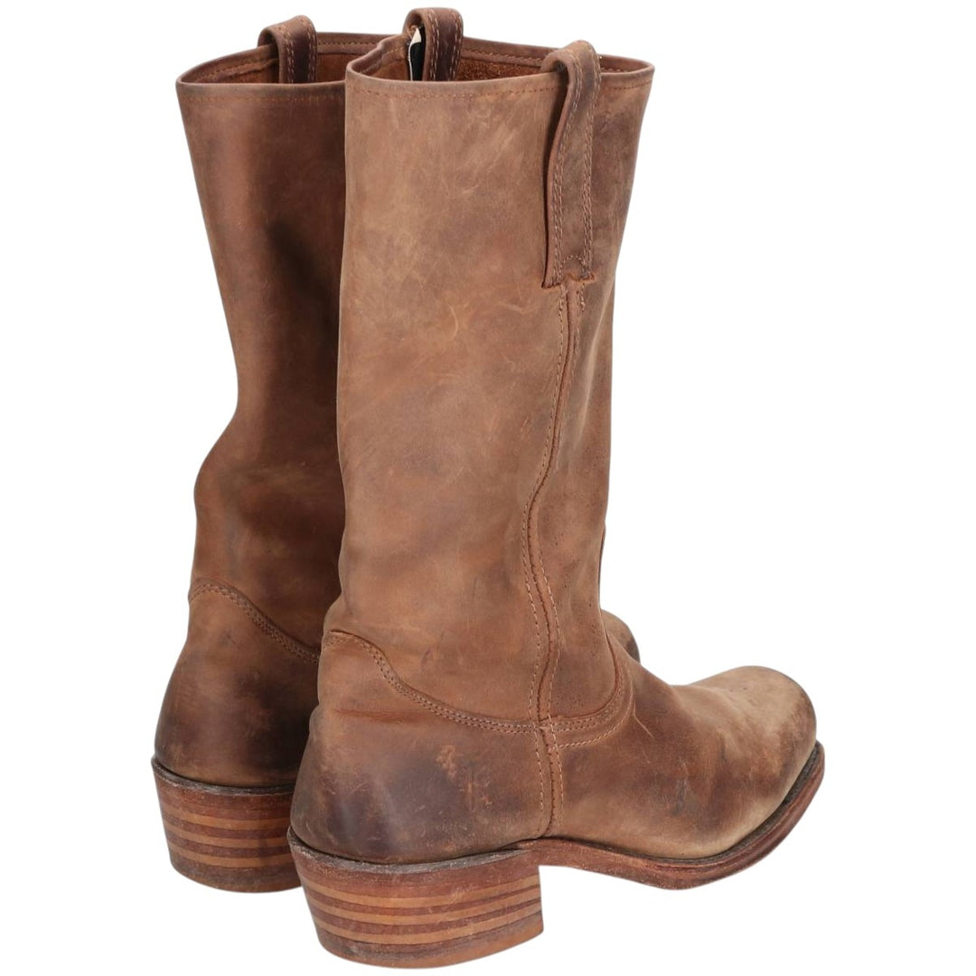 FRYE Square Toe Roper Boots, 8 1/2M, Men's, 10.4" (equivalent) /saa014431 Men's 26.5cm genuine leather brown type Vintage Second Hand