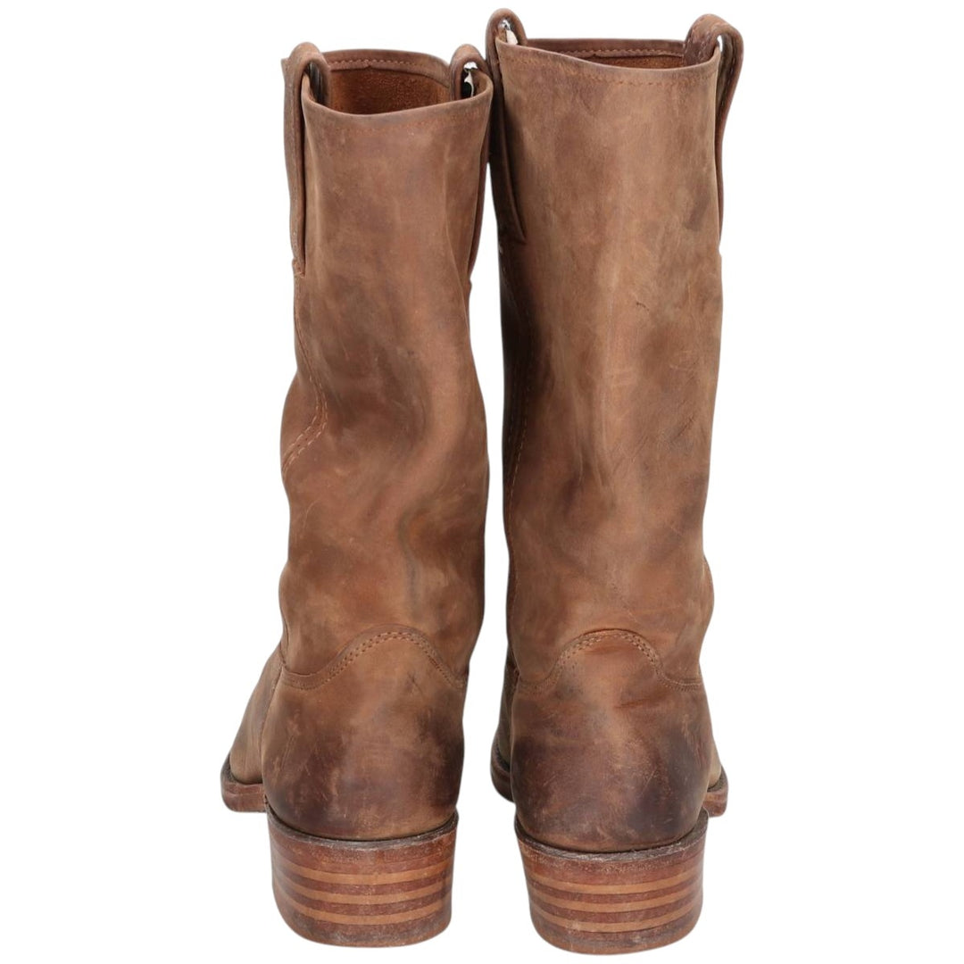 FRYE Square Toe Roper Boots, 8 1/2M, Men's, 10.4" (equivalent) /saa014431 Men's 26.5cm genuine leather brown type Vintage Second Hand