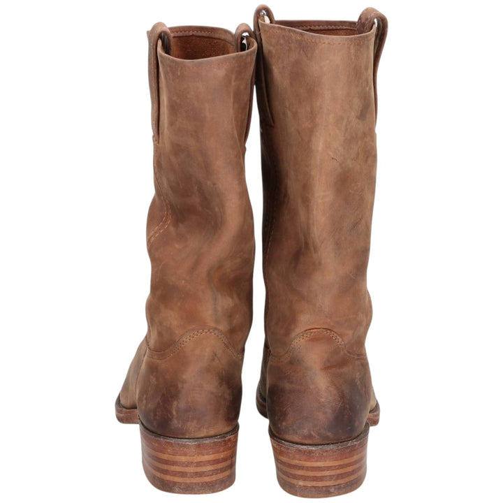 FRYE Square Toe Roper Boots, 8 1/2M, Men's, 10.4" (equivalent) /saa014431 Men's 26.5cm genuine leather brown type Vintage Second Hand