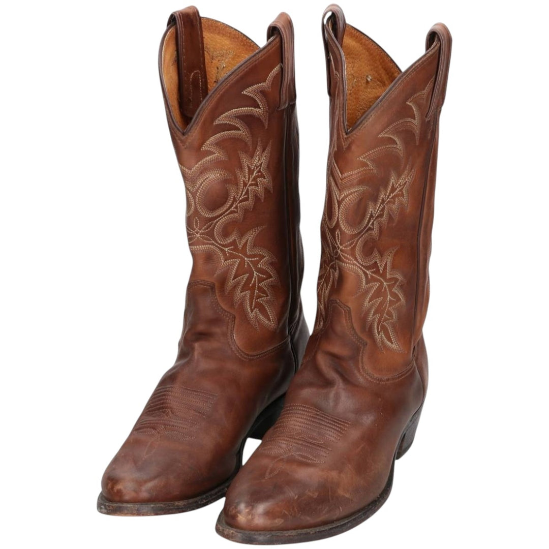 Tony Lama all-over print western boots, size 9 1/2D Men's 27.0cm genuine leather brown type Vintage Second Hand
