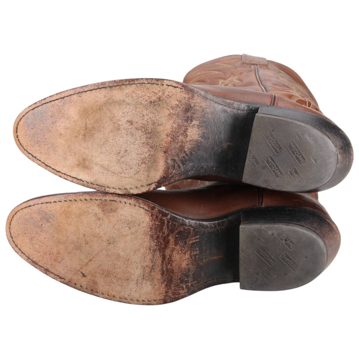 Tony Lama all-over print western boots, size 9 1/2D Men's 27.0cm genuine leather brown type Vintage Second Hand