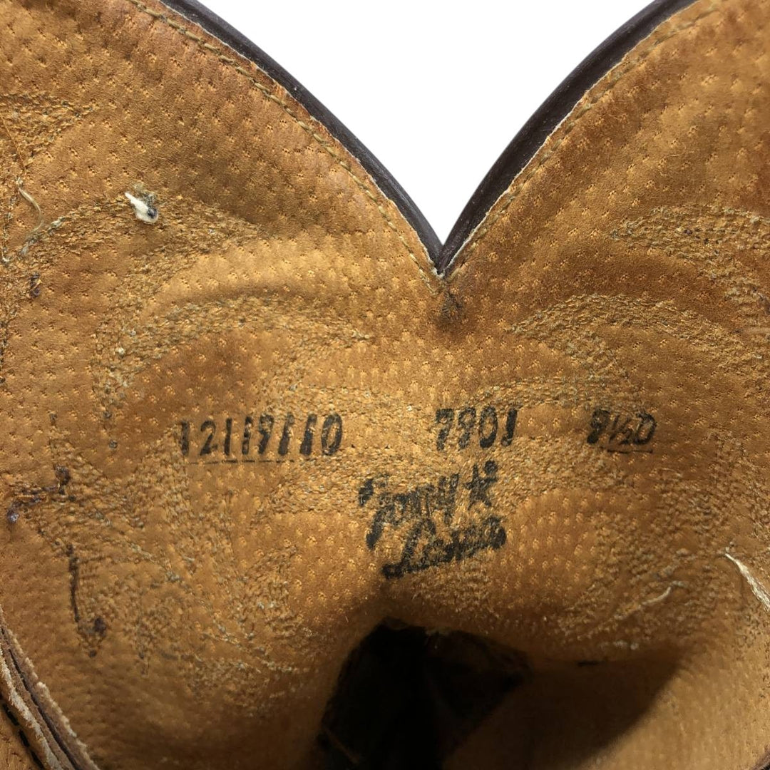 Tony Lama all-over print western boots, size 9 1/2D Men's 27.0cm genuine leather brown type Vintage Second Hand