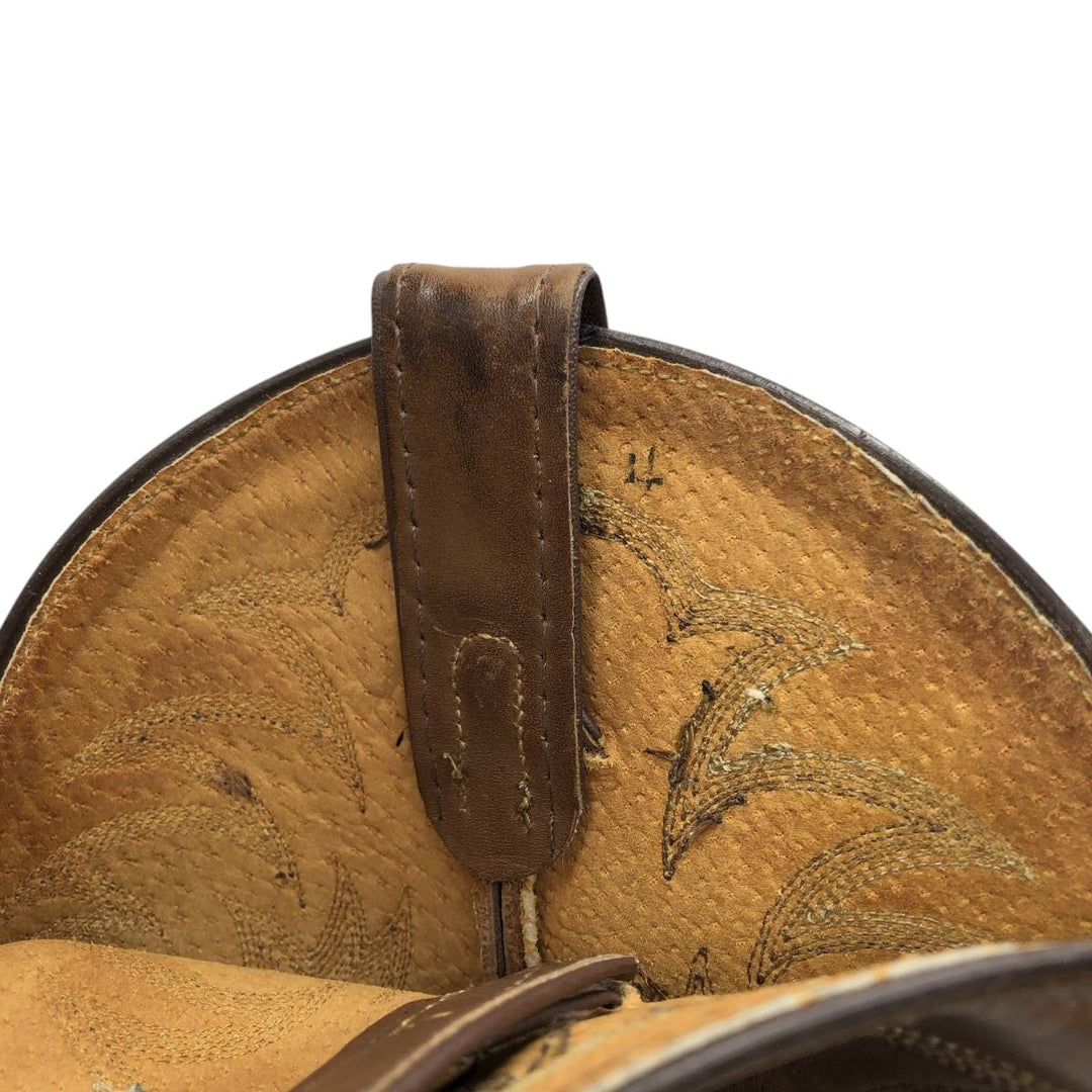 Tony Lama all-over print western boots, size 9 1/2D Men's 27.0cm genuine leather brown type Vintage Second Hand