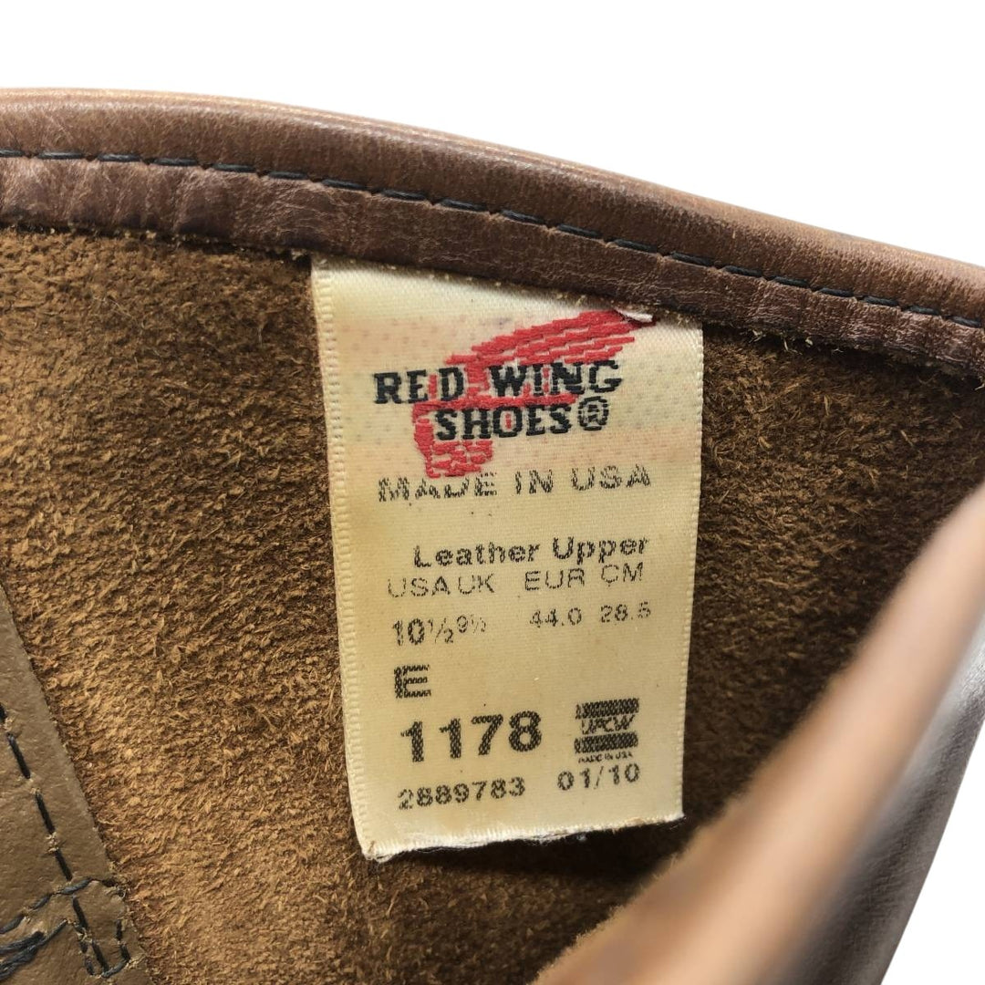 Red Wing 1178 Pecos Boots, Made in USA, Size 10 1/2 E Men's 28.5cm genuine leather brown type Vintage Second Hand