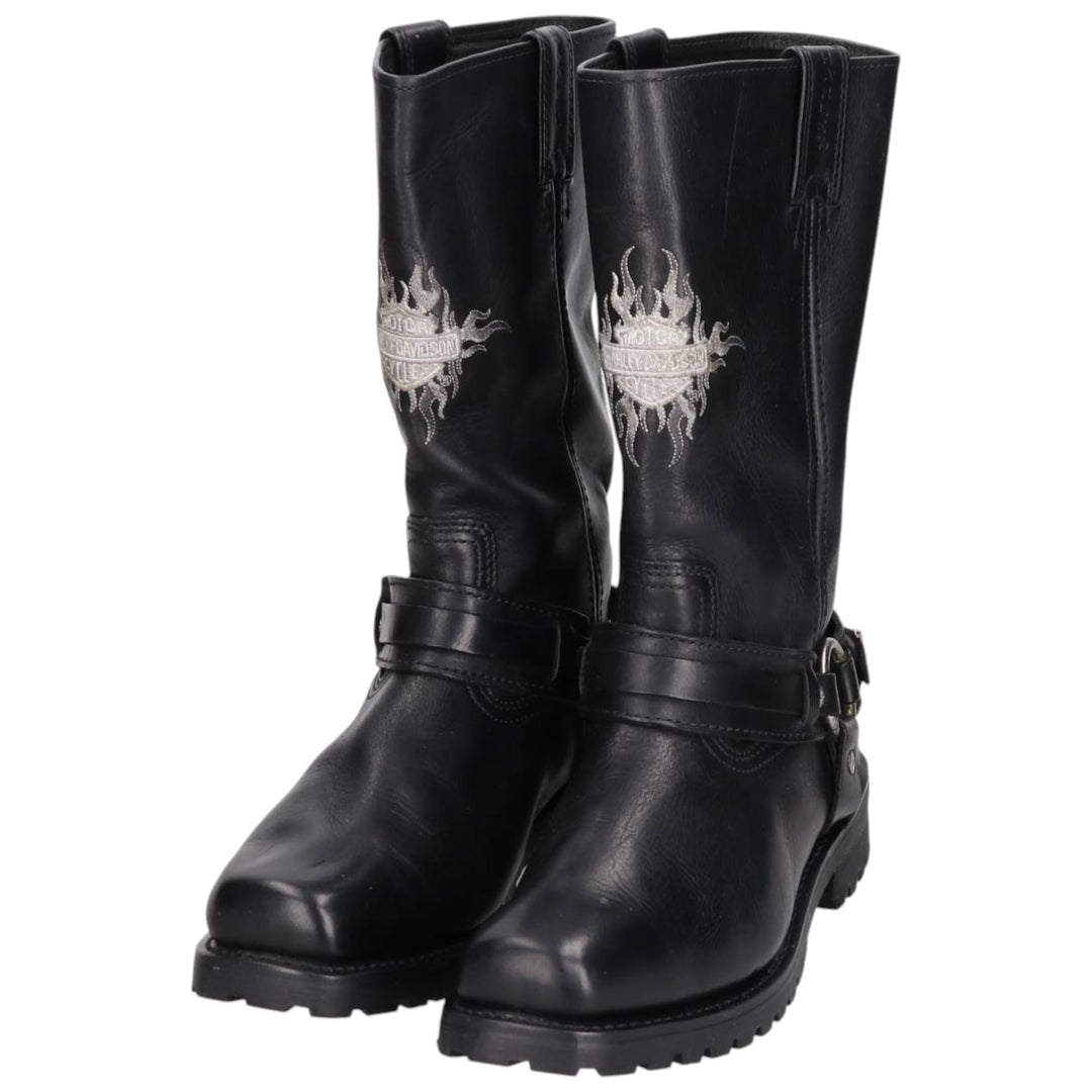 Harley-Davidson Men's Square Toe Ring Boots, Size 10.6" (saa014439) Men's 27.0cm genuine leather black type Vintage Second Hand