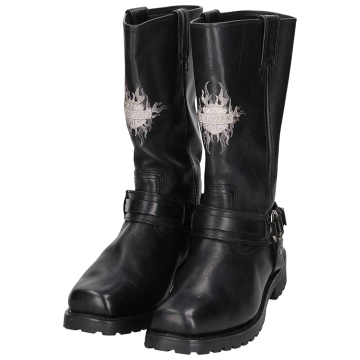 Harley-Davidson Men's Square Toe Ring Boots, Size 10.6" (saa014439) Men's 27.0cm genuine leather black type Vintage Second Hand