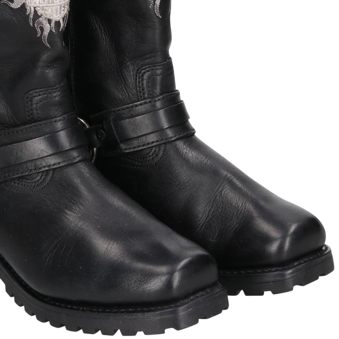 Harley-Davidson Men's Square Toe Ring Boots, Size 10.6" (saa014439) Men's 27.0cm genuine leather black type Vintage Second Hand