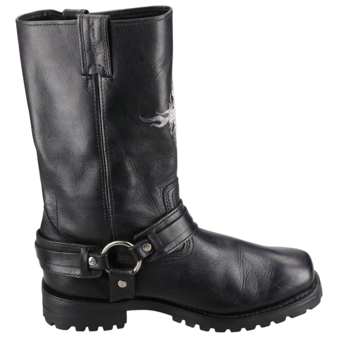 Harley-Davidson Men's Square Toe Ring Boots, Size 10.6" (saa014439) Men's 27.0cm genuine leather black type Vintage Second Hand