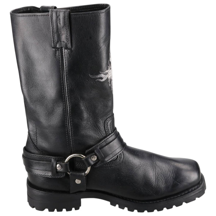 Harley-Davidson Men's Square Toe Ring Boots, Size 10.6" (saa014439) Men's 27.0cm genuine leather black type Vintage Second Hand