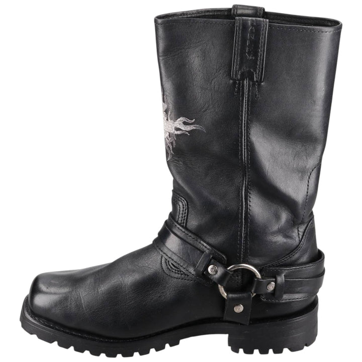 Harley-Davidson Men's Square Toe Ring Boots, Size 10.6" (saa014439) Men's 27.0cm genuine leather black type Vintage Second Hand
