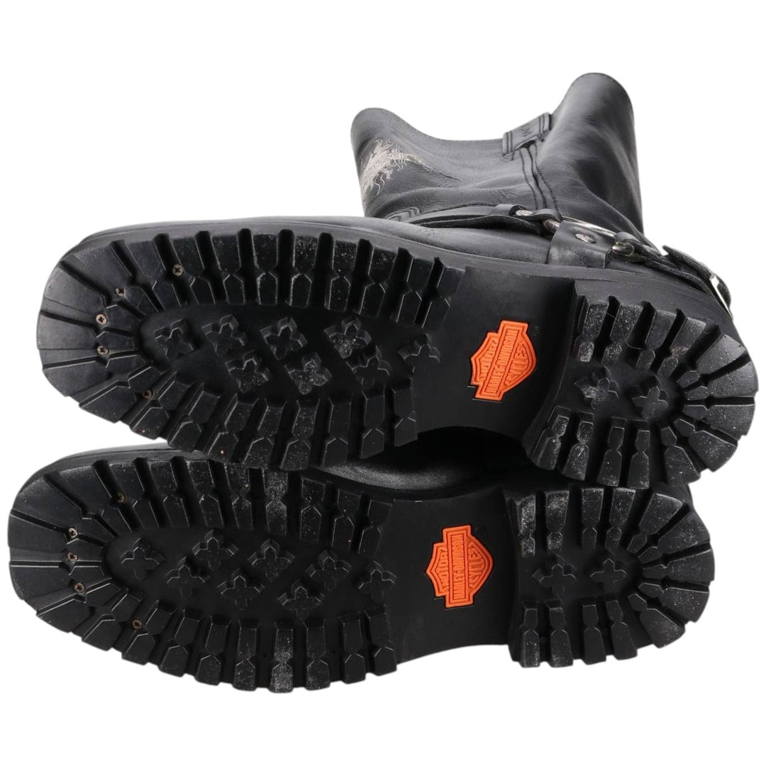 Harley-Davidson Men's Square Toe Ring Boots, Size 10.6" (saa014439) Men's 27.0cm genuine leather black type Vintage Second Hand