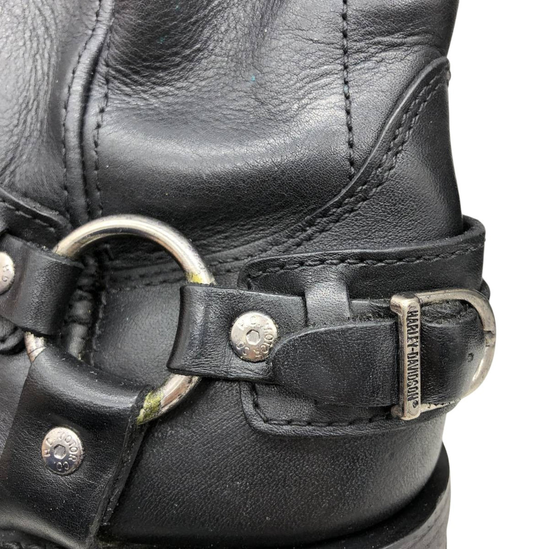 Harley-Davidson Men's Square Toe Ring Boots, Size 10.6" (saa014439) Men's 27.0cm genuine leather black type Vintage Second Hand