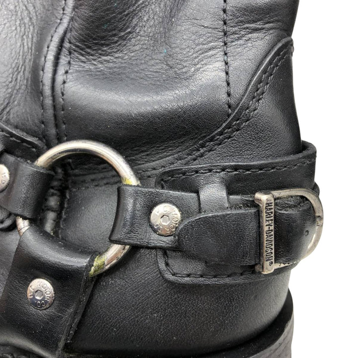 Harley-Davidson Men's Square Toe Ring Boots, Size 10.6" (saa014439) Men's 27.0cm genuine leather black type Vintage Second Hand