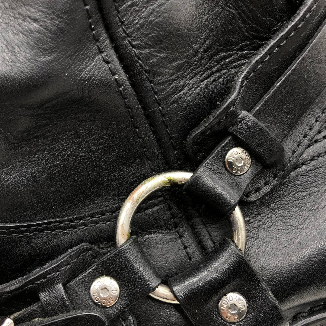 Harley-Davidson Men's Square Toe Ring Boots, Size 10.6" (saa014439) Men's 27.0cm genuine leather black type Vintage Second Hand