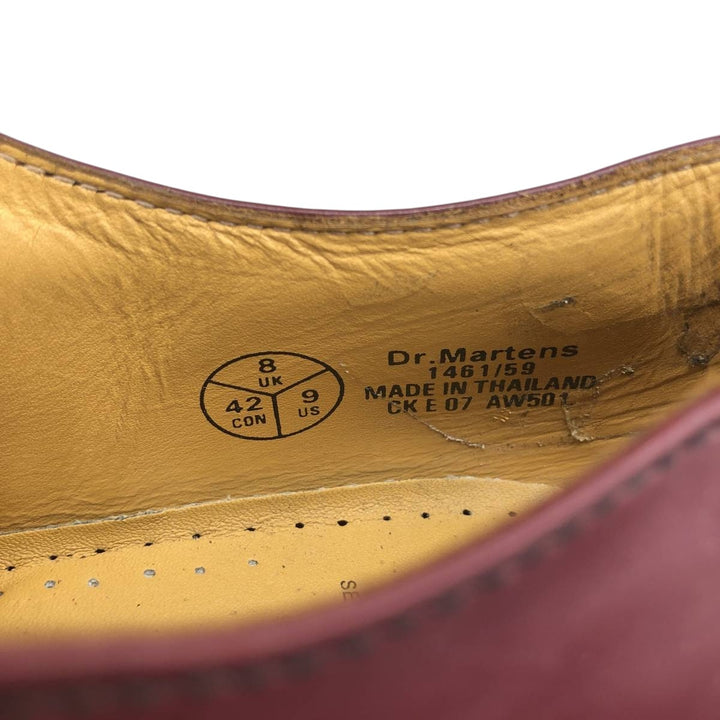 Dr. Martens 1461/59 3-Eye Shoes, Size 8 Men's 27.0cm genuine leather wine-red Vintage Second Hand