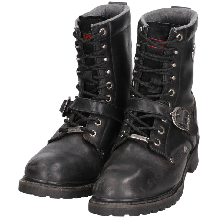 Harley-Davidson Belted Motorcycle Boots, Size 10 1/2 Men's 28.5cm genuine leather black type Vintage Second Hand