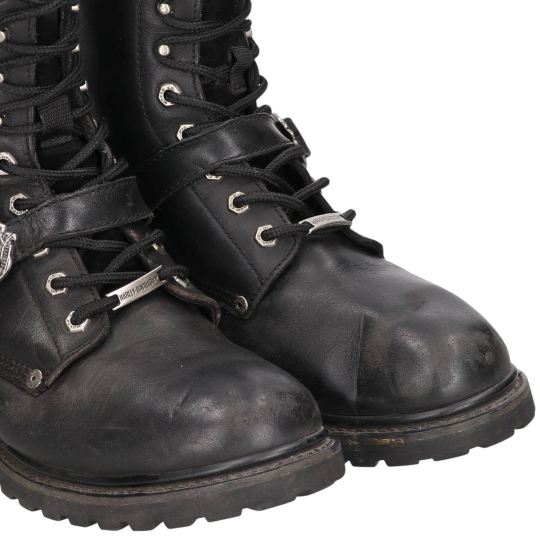Harley-Davidson Belted Motorcycle Boots, Size 10 1/2 Men's 28.5cm genuine leather black type Vintage Second Hand