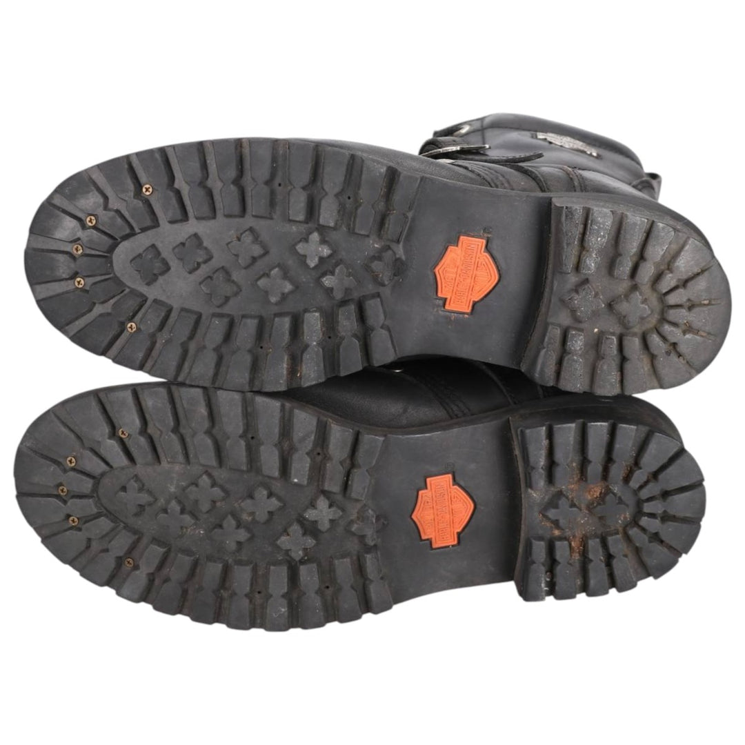 Harley-Davidson Belted Motorcycle Boots, Size 10 1/2 Men's 28.5cm genuine leather black type Vintage Second Hand