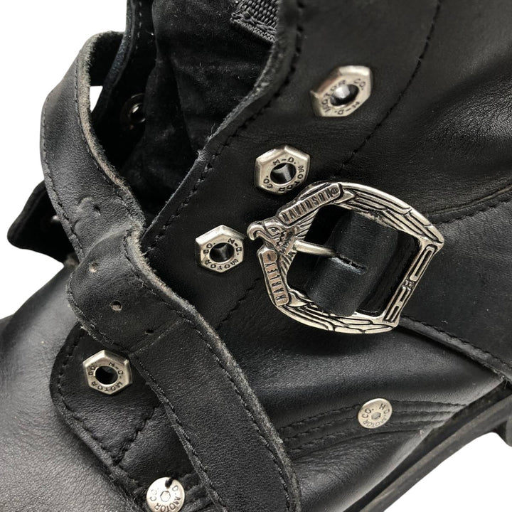 Harley-Davidson Belted Motorcycle Boots, Size 10 1/2 Men's 28.5cm genuine leather black type Vintage Second Hand