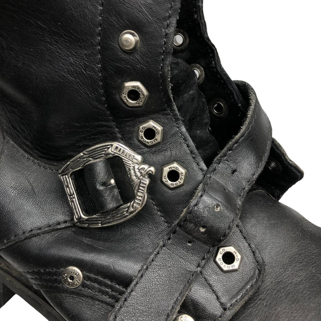 Harley-Davidson Belted Motorcycle Boots, Size 10 1/2 Men's 28.5cm genuine leather black type Vintage Second Hand
