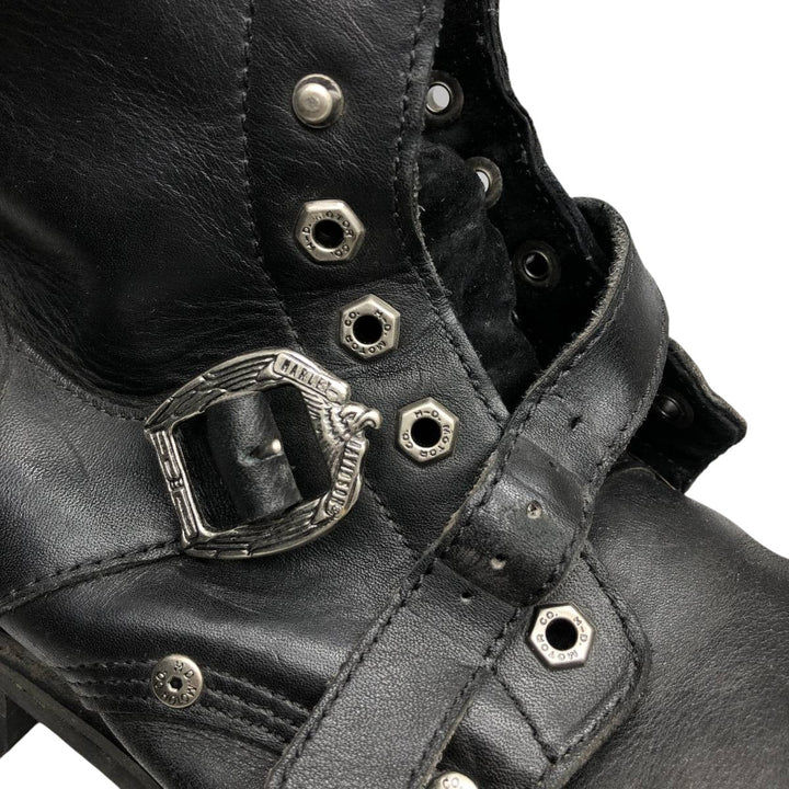 Harley-Davidson Belted Motorcycle Boots, Size 10 1/2 Men's 28.5cm genuine leather black type Vintage Second Hand