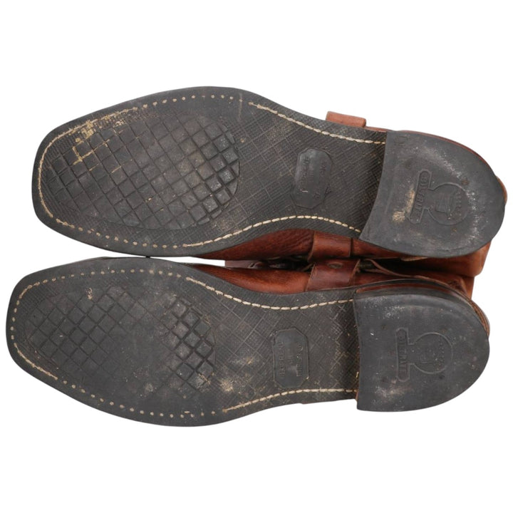 Frye Men's Square Toe Ring Boots, Size 10.6" (saa014451) Men's 27.0cm genuine leather brown type Vintage Second Hand