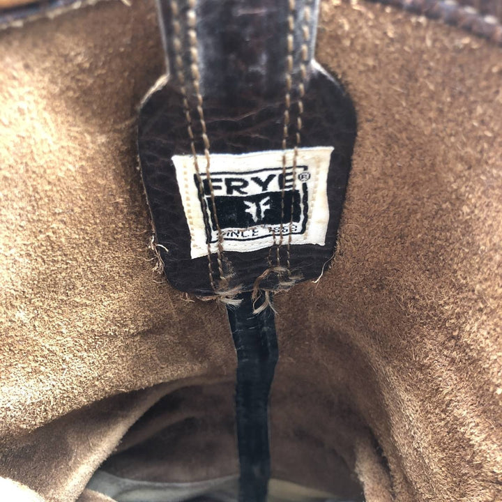 Frye Men's Square Toe Ring Boots, Size 10.6" (saa014451) Men's 27.0cm genuine leather brown type Vintage Second Hand