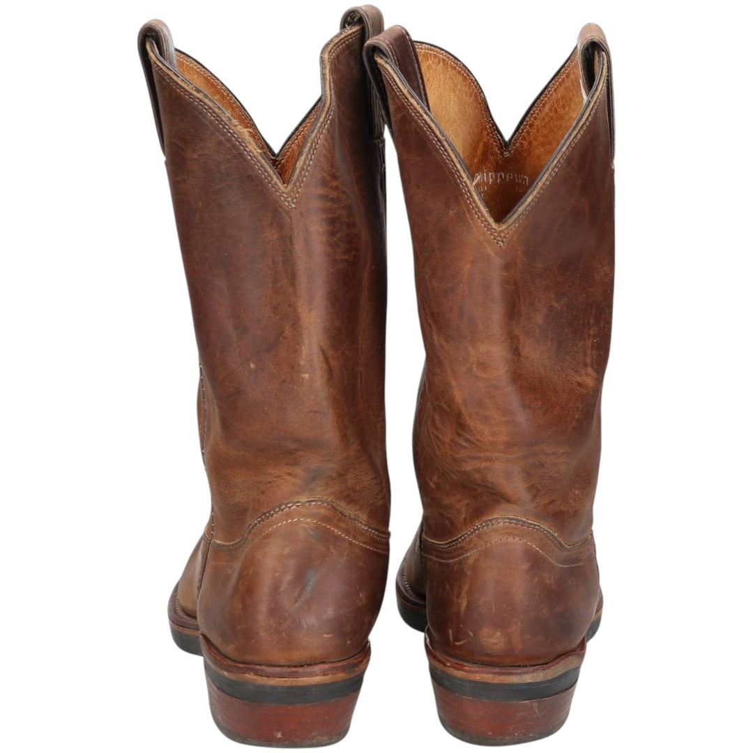 Vintage 1990s Chippewa white tag western boots, USA made, 9D, men's size 10.6" /saa014459 Men's 27.0cm unclear brown type Vintage Second Hand