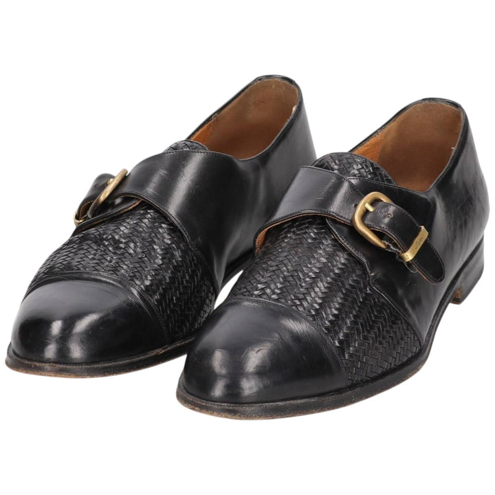 MEZLAN Braided Monk Strap Shoes, Made in Spain, Size 9 Men's 27.0cm unclear black type Vintage Second Hand