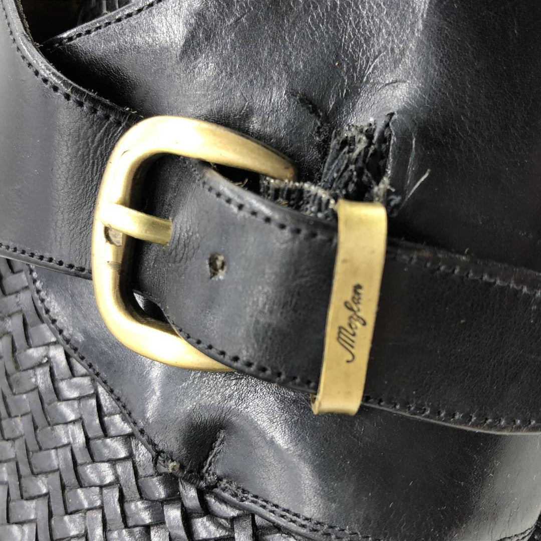MEZLAN Braided Monk Strap Shoes, Made in Spain, Size 9 Men's 27.0cm unclear black type Vintage Second Hand