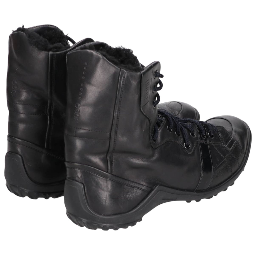 Hugo Boss Men's Leather High-Top Sneakers, Size 9.8" (saa014476) Men's 25.0cm unclear black type Vintage Second Hand