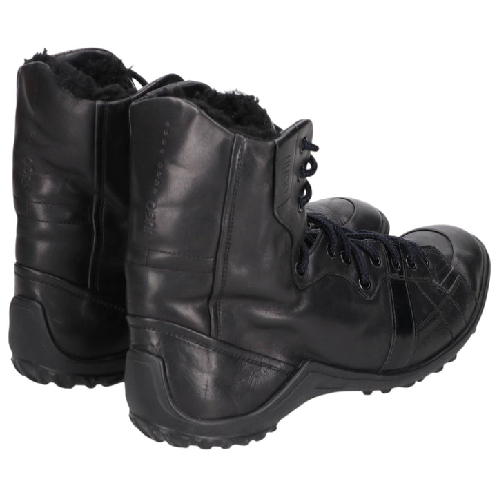 Hugo Boss Men's Leather High-Top Sneakers, Size 9.8" (saa014476) Men's 25.0cm unclear black type Vintage Second Hand