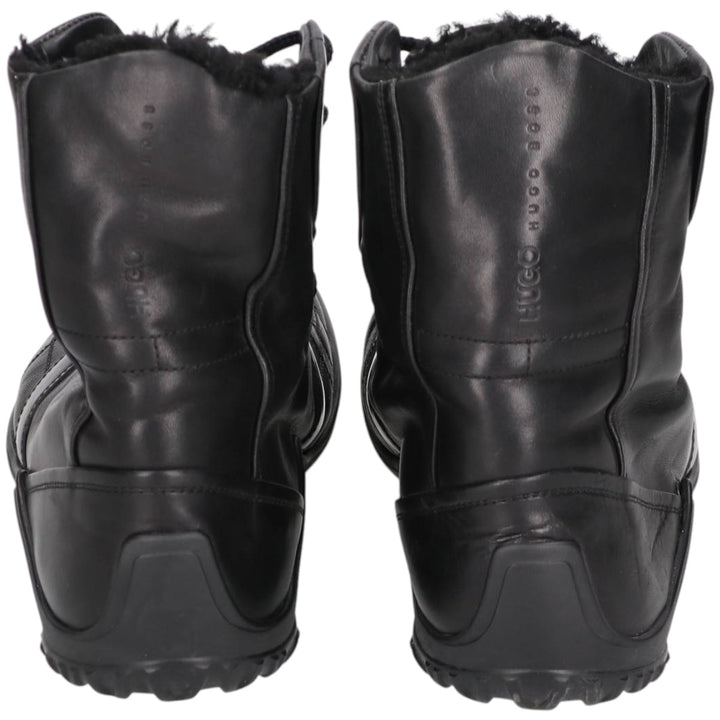 Hugo Boss Men's Leather High-Top Sneakers, Size 9.8" (saa014476) Men's 25.0cm unclear black type Vintage Second Hand