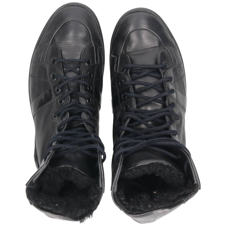 Hugo Boss Men's Leather High-Top Sneakers, Size 9.8" (saa014476) Men's 25.0cm unclear black type Vintage Second Hand