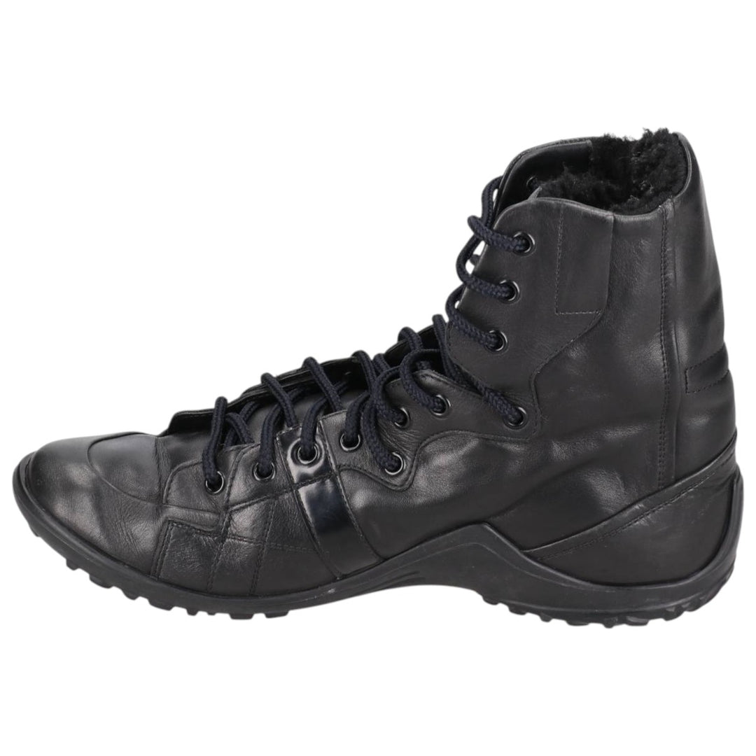 Hugo Boss Men's Leather High-Top Sneakers, Size 9.8" (saa014476) Men's 25.0cm unclear black type Vintage Second Hand