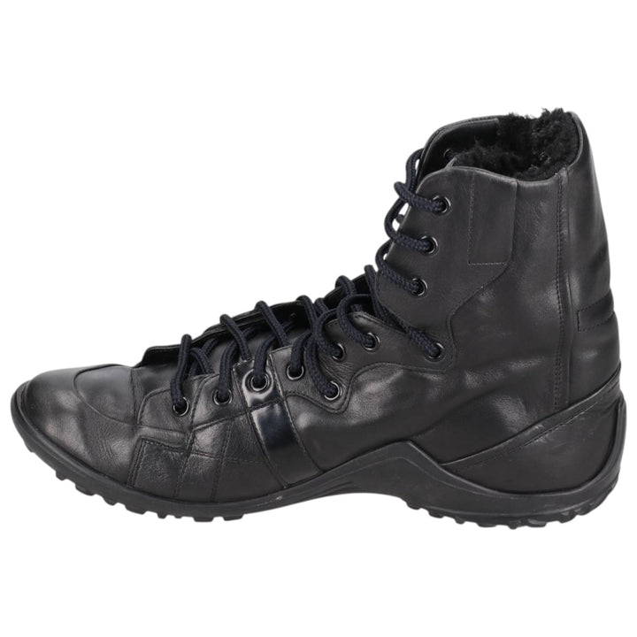 Hugo Boss Men's Leather High-Top Sneakers, Size 9.8" (saa014476) Men's 25.0cm unclear black type Vintage Second Hand