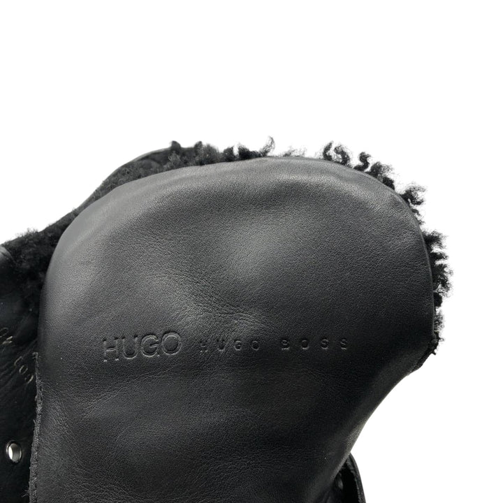 Hugo Boss Men's Leather High-Top Sneakers, Size 9.8" (saa014476) Men's 25.0cm unclear black type Vintage Second Hand