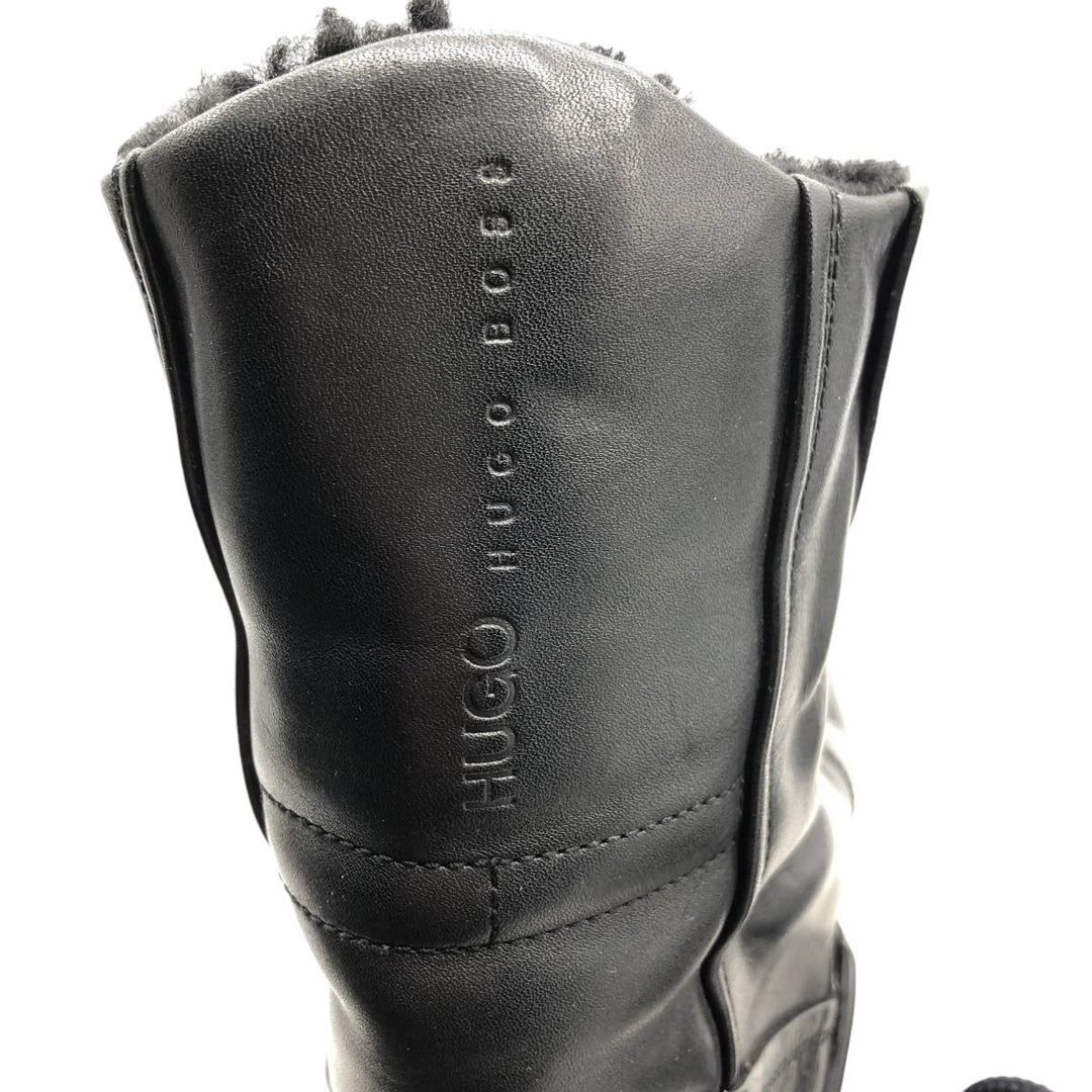 Hugo Boss Men's Leather High-Top Sneakers, Size 9.8" (saa014476) Men's 25.0cm unclear black type Vintage Second Hand
