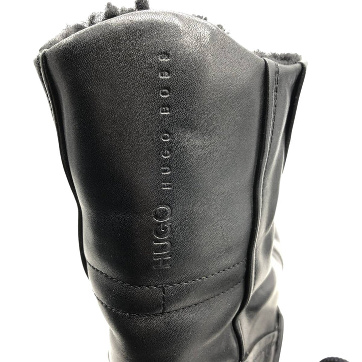 Hugo Boss Men's Leather High-Top Sneakers, Size 9.8" (saa014476) Men's 25.0cm unclear black type Vintage Second Hand