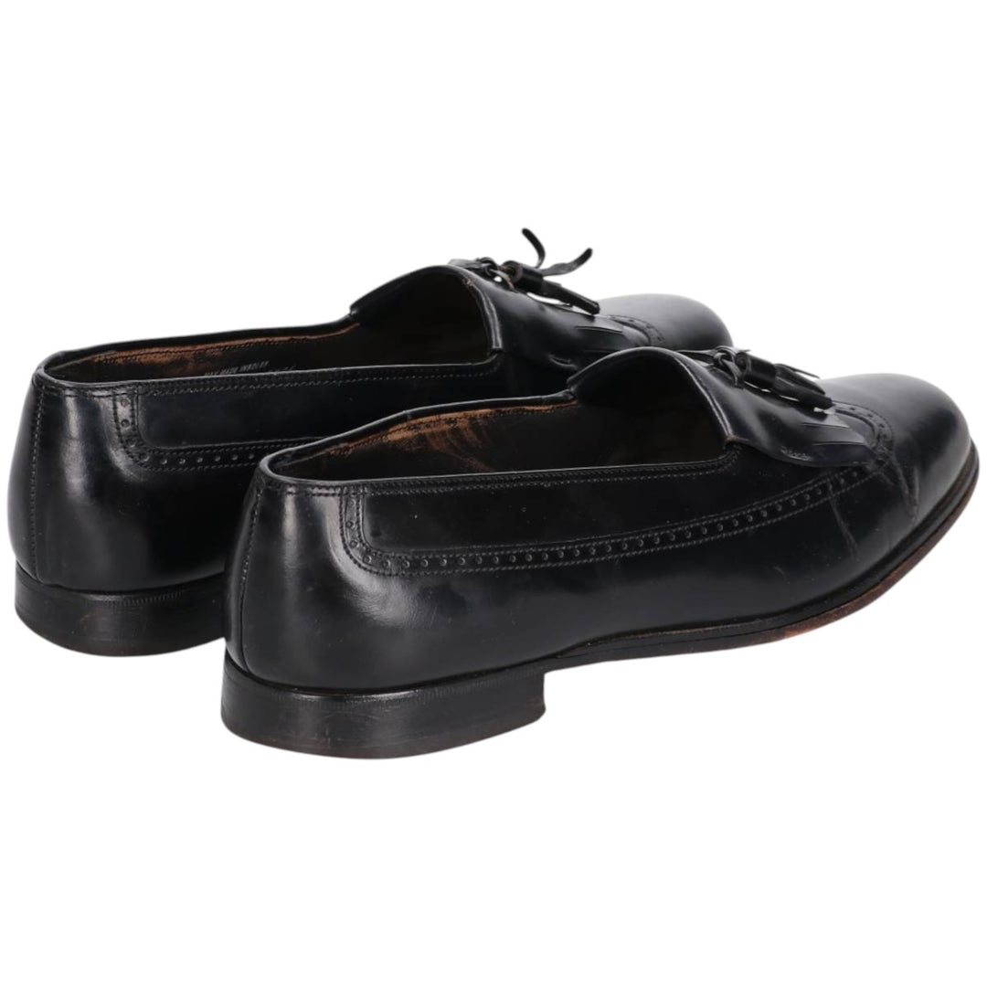 Bostonian Quilted Wingtip Tassel Loafers, Made in USA, Size 8 1/2M, Men's, 10.4" (equivalent) /saa014486 Men's 26.5cm genuine leather black type Vintage Second Hand