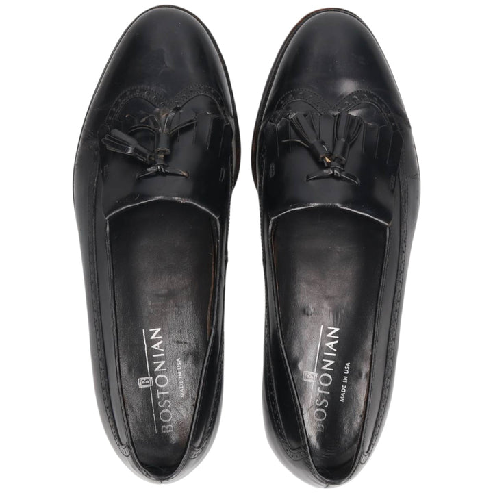 Bostonian Quilted Wingtip Tassel Loafers, Made in USA, Size 8 1/2M, Men's, 10.4" (equivalent) /saa014486 Men's 26.5cm genuine leather black type Vintage Second Hand