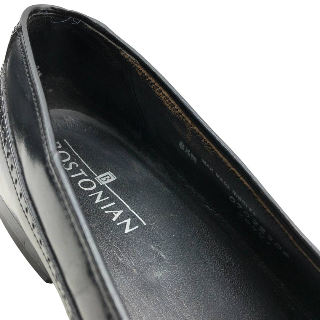 Bostonian Quilted Wingtip Tassel Loafers, Made in USA, Size 8 1/2M, Men's, 10.4" (equivalent) /saa014486 Men's 26.5cm genuine leather black type Vintage Second Hand