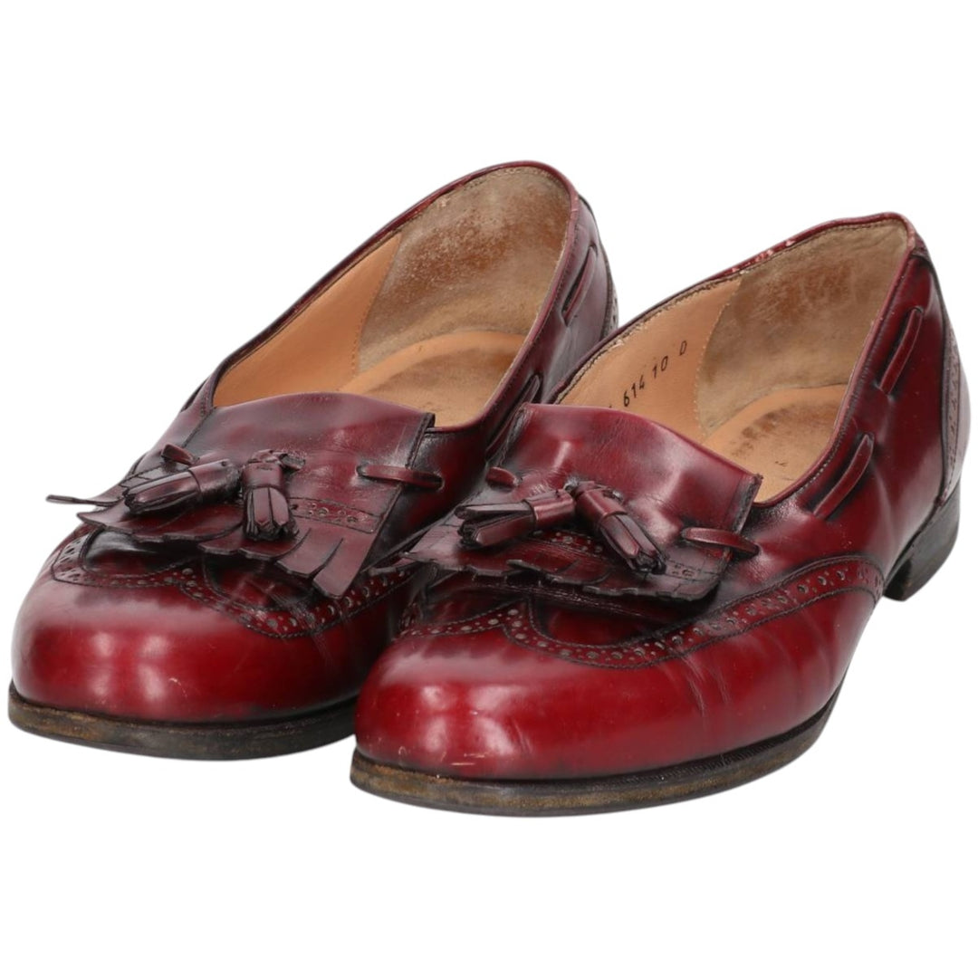 Salvatore Ferragamo Quilted Wingtip Tassel Loafers, Made in Italy, 10D, Men's Size 11" (saa014487) Men's 28.0cm genuine leather burgundy type Vintage Second Hand