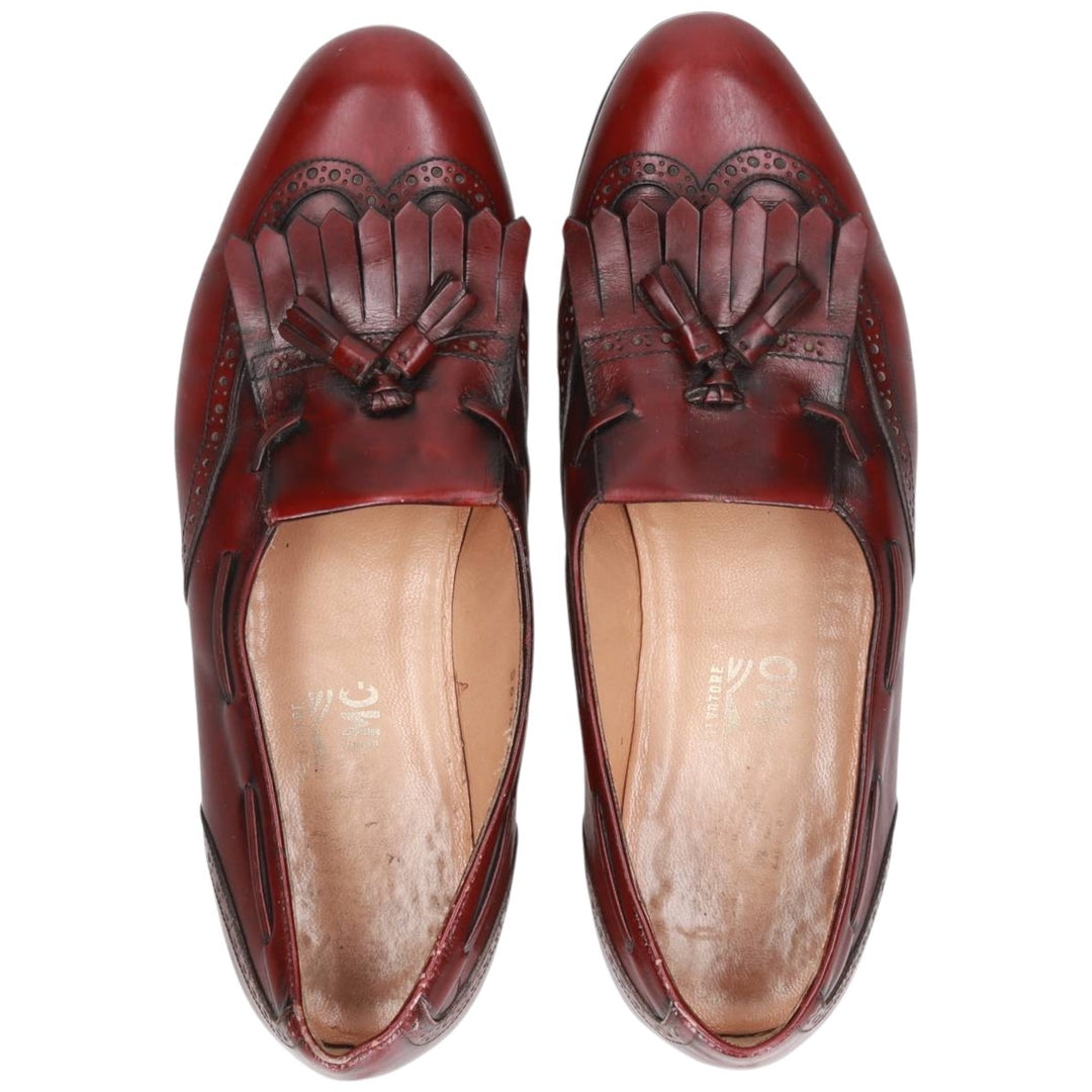 Salvatore Ferragamo Quilted Wingtip Tassel Loafers, Made in Italy, 10D, Men's Size 11" (saa014487) Men's 28.0cm genuine leather burgundy type Vintage Second Hand